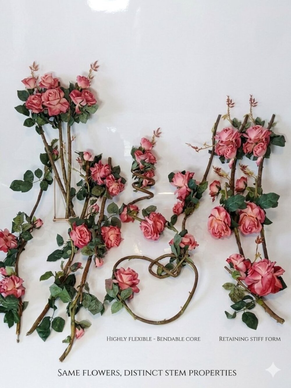 1 Lot of 6 Pink Artificial Rose Vine Garland - Home Accents